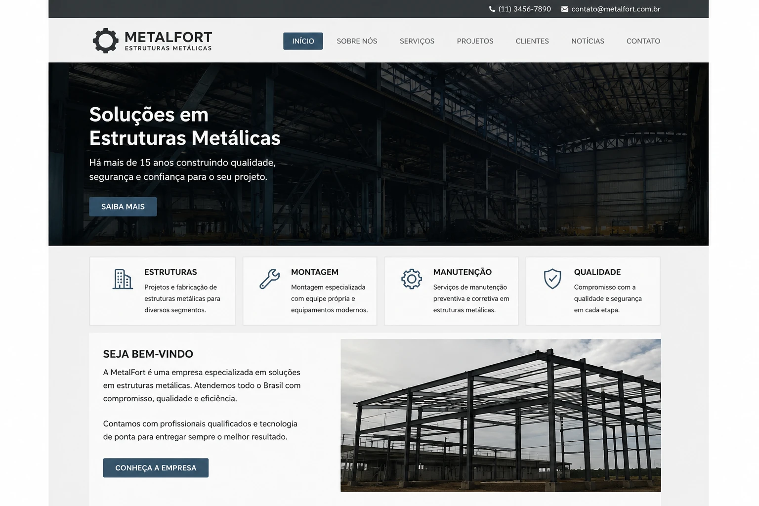Exemplo de site antigo antes da reformulação