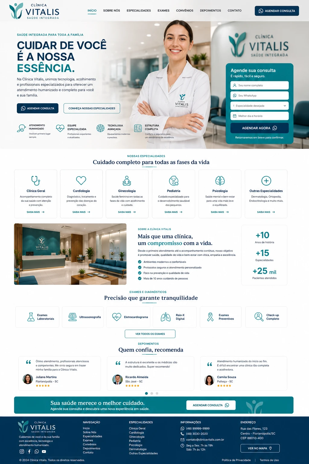 Landing page criada para a Clínica Vitalis