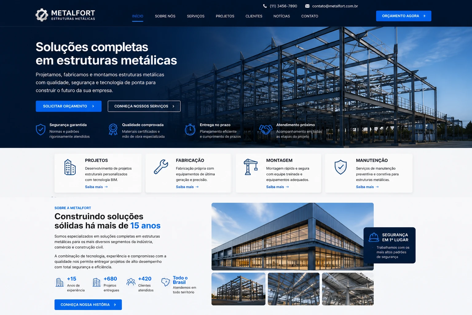 Exemplo de novo site após a reformulação